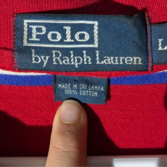 Polo Ralph Lauren Red Striped Yellow Pony Logo Polo Shirt Men's Size Large - Picture 6 of 6
